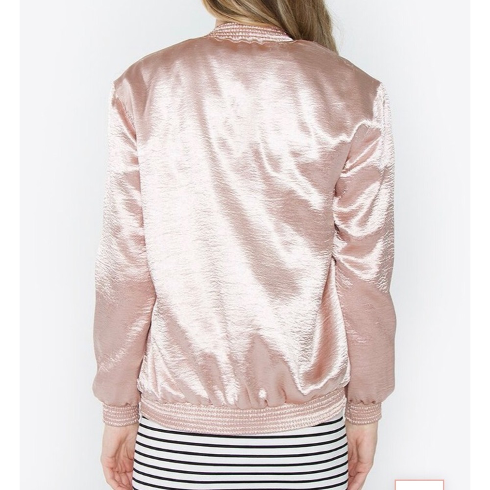 🆕 SugarLips Navette Satin Bomber Jacket - Blush - Picture 2 of 5